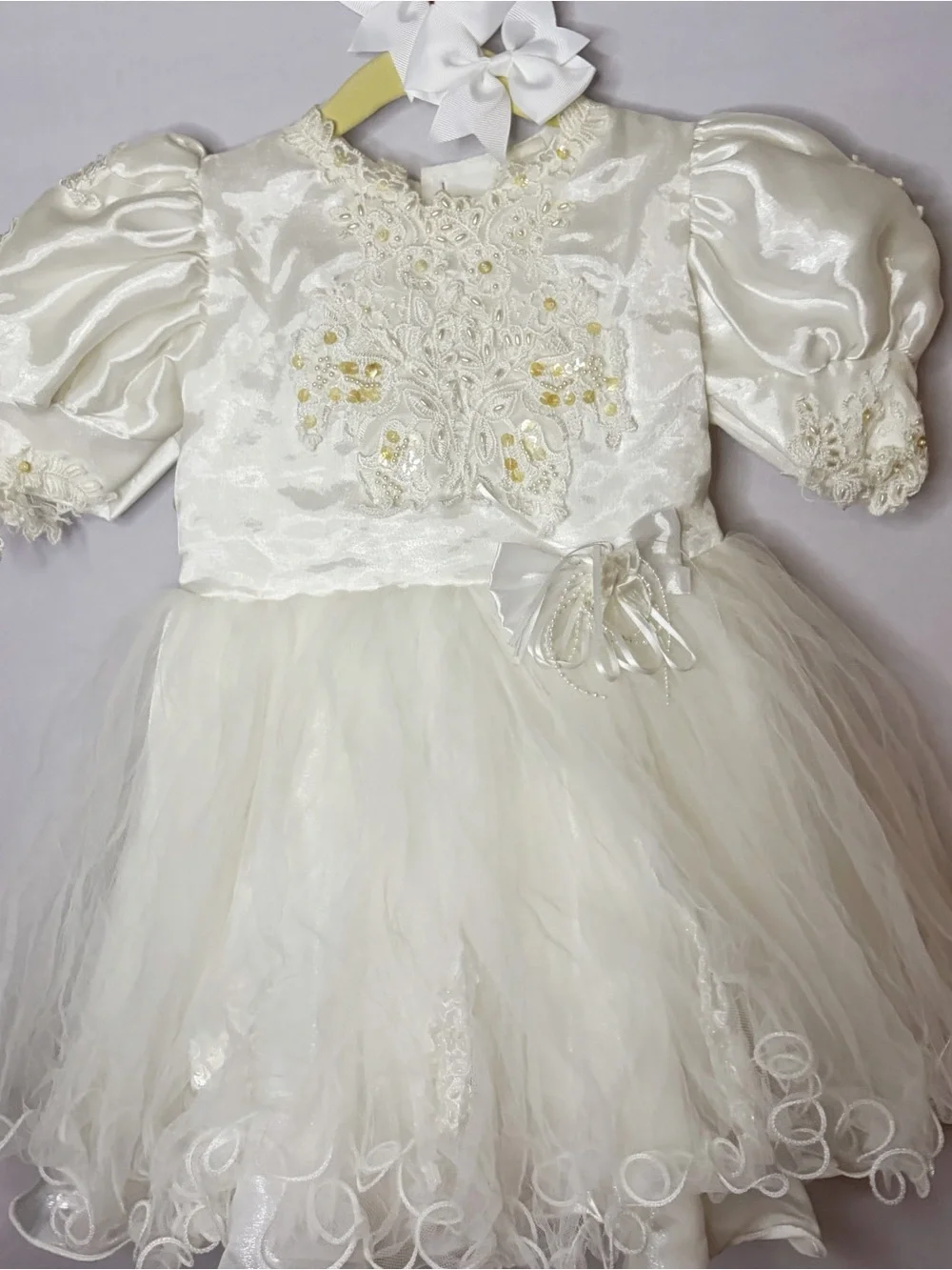 Vintage Baby Baptism Christening Dress Ivory Lace Tulle Size 2 NWOT